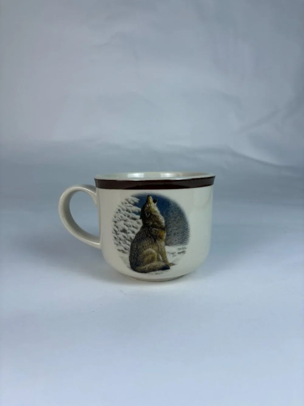 Vintage National Wildlife Federation Howling Wolf Coffee Mug | Rustic Cabin Mug